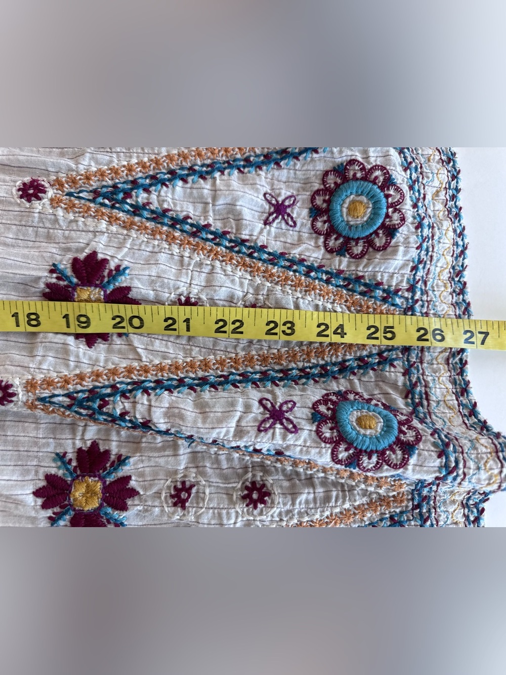 Johnny Was 3J Workshop embroidered striped floral boho prairie button down top M - Picture 12 of 12